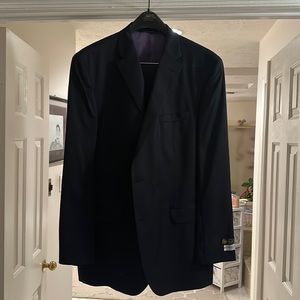 NWT - Stunning Barney’s New York Piattelli Loro Piana Wool Navy Blue Suit 46L